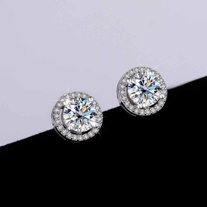 S925 Moissanite Silver Stud Earrings