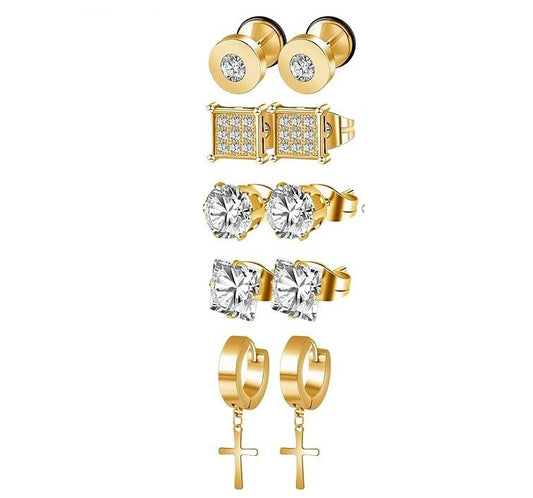 5 Pairs Men’s Earrings Set