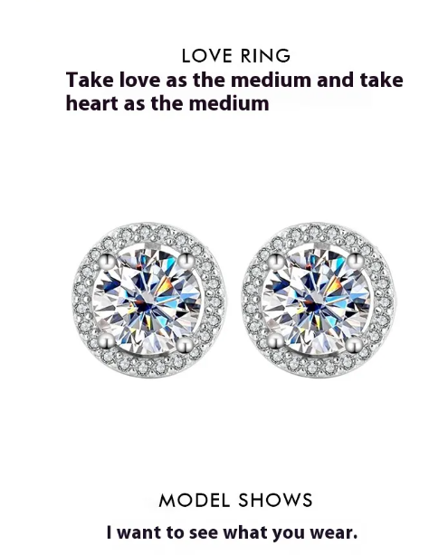 S925 Moissanite Silver Stud Earrings