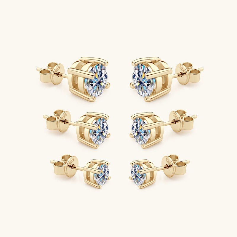 D-color Six-Claw Diamond Stud Earrings