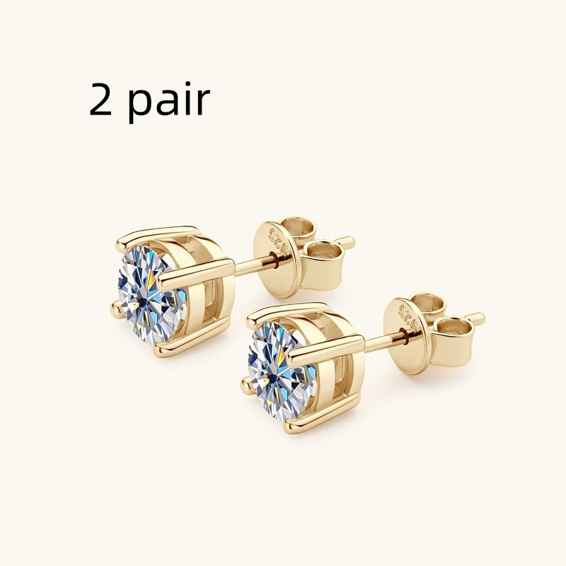 D-color Six-Claw Diamond Stud Earrings