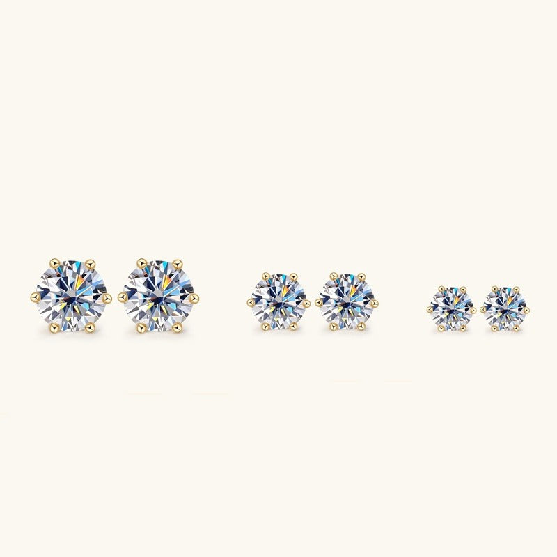 D-color Six-Claw Diamond Stud Earrings