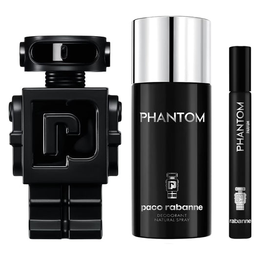 paco rabanne Phantom 3-Piece Set for Men, (3.4 Oz Parfum + 5.1 Oz Deodorant Spray + 0.33 Oz Parfum Travel Spray)