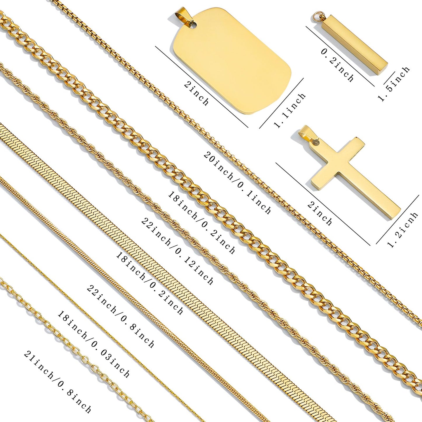 NEWITIN 15 Pieces Silver Jewelry Set for Men Stainless Steel Cuban Link Necklace Bracelet Cross Pendant Necklace Vintage Ring Cuban Jewelry Set for Men Women