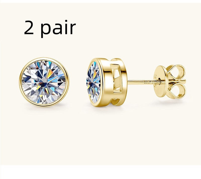 D-color Six-Claw Diamond Stud Earrings