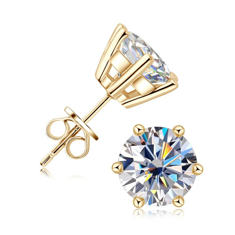 D-color Six-Claw Diamond Stud Earrings