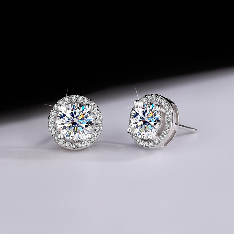 S925 Moissanite Silver Stud Earrings