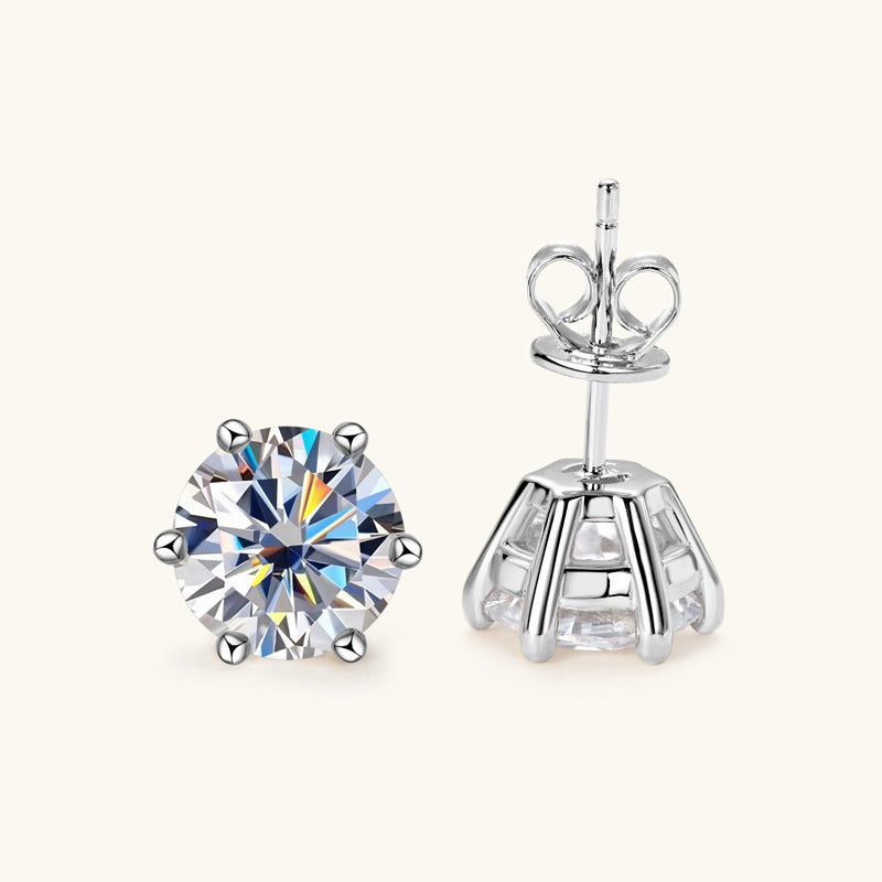 D-color Six-Claw Diamond Stud Earrings