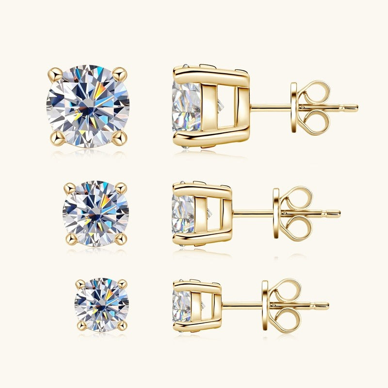 D-color Six-Claw Diamond Stud Earrings