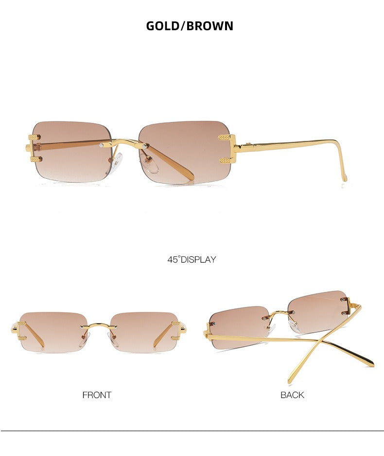 Retro Square Frameless Trendy Sunglasses