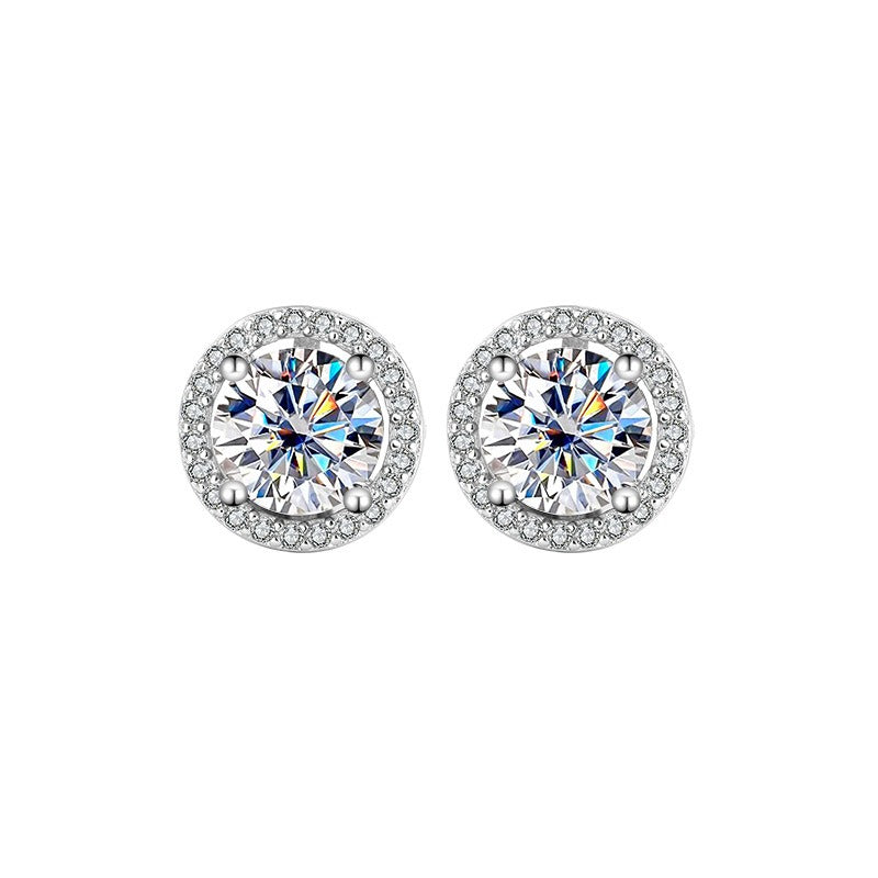 S925 Moissanite Silver Stud Earrings
