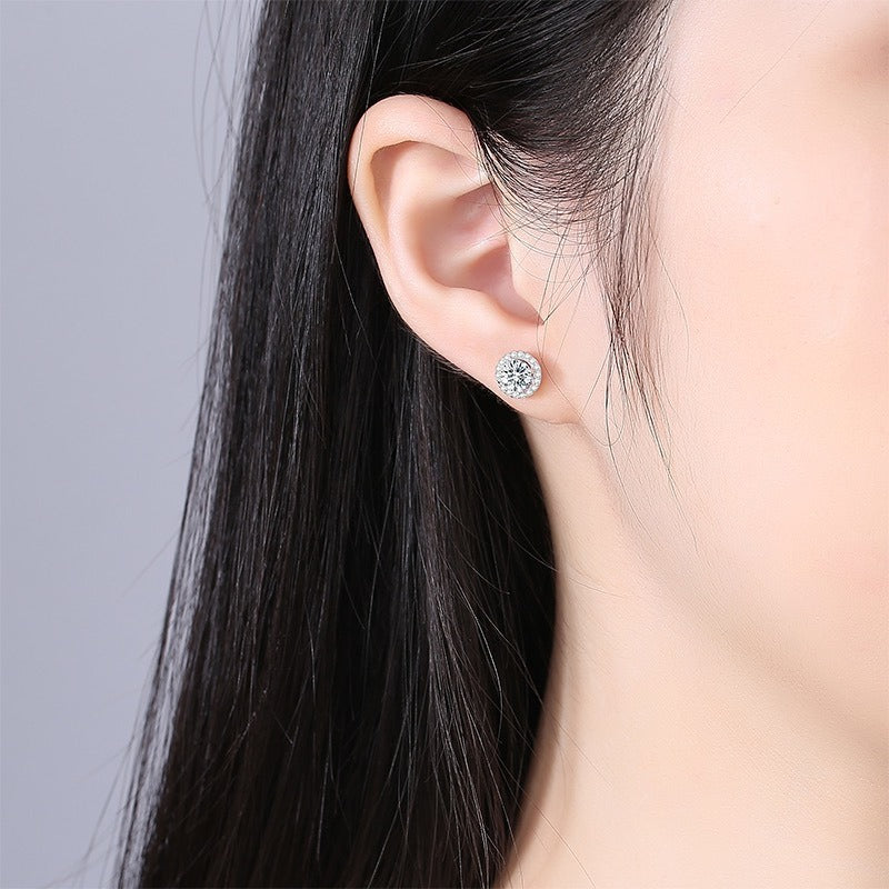 S925 Moissanite Silver Stud Earrings