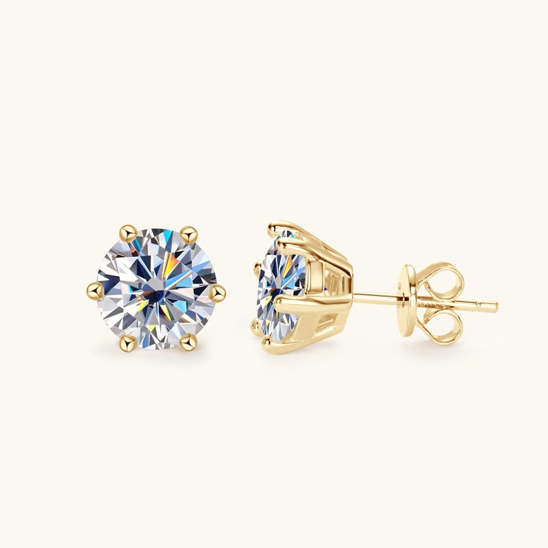 D-color Six-Claw Diamond Stud Earrings