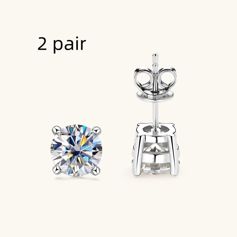 D-color Six-Claw Diamond Stud Earrings